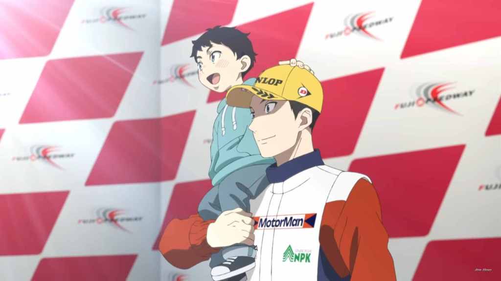 Little Haruka carried by his father