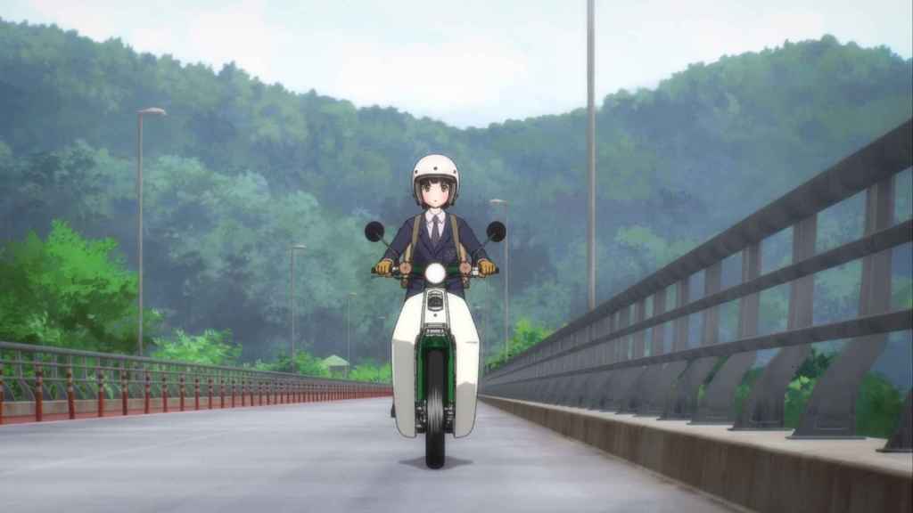 Super Cub Anime front view ridden by girl